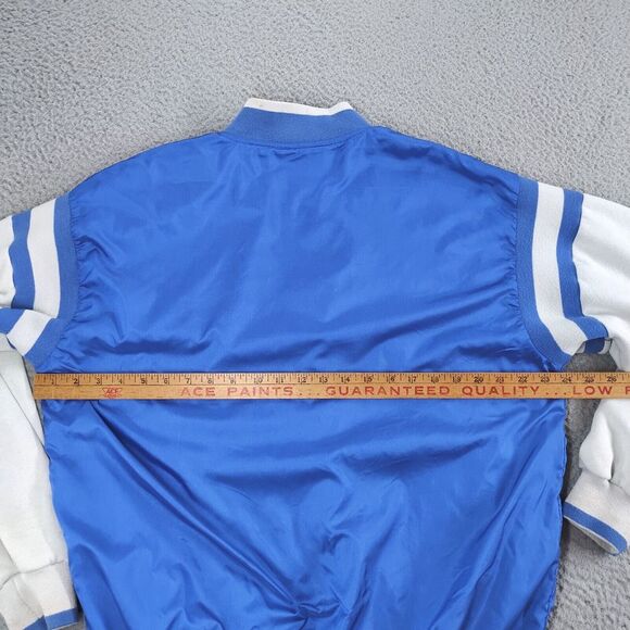 Vintage Adidas Reversible Jacket Mens Large Blue Gray Trefoil Spellout Snap Up - Picture 13 of 16